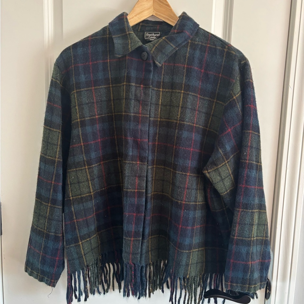 Southern Lady Plaid Jacket with Fringe
